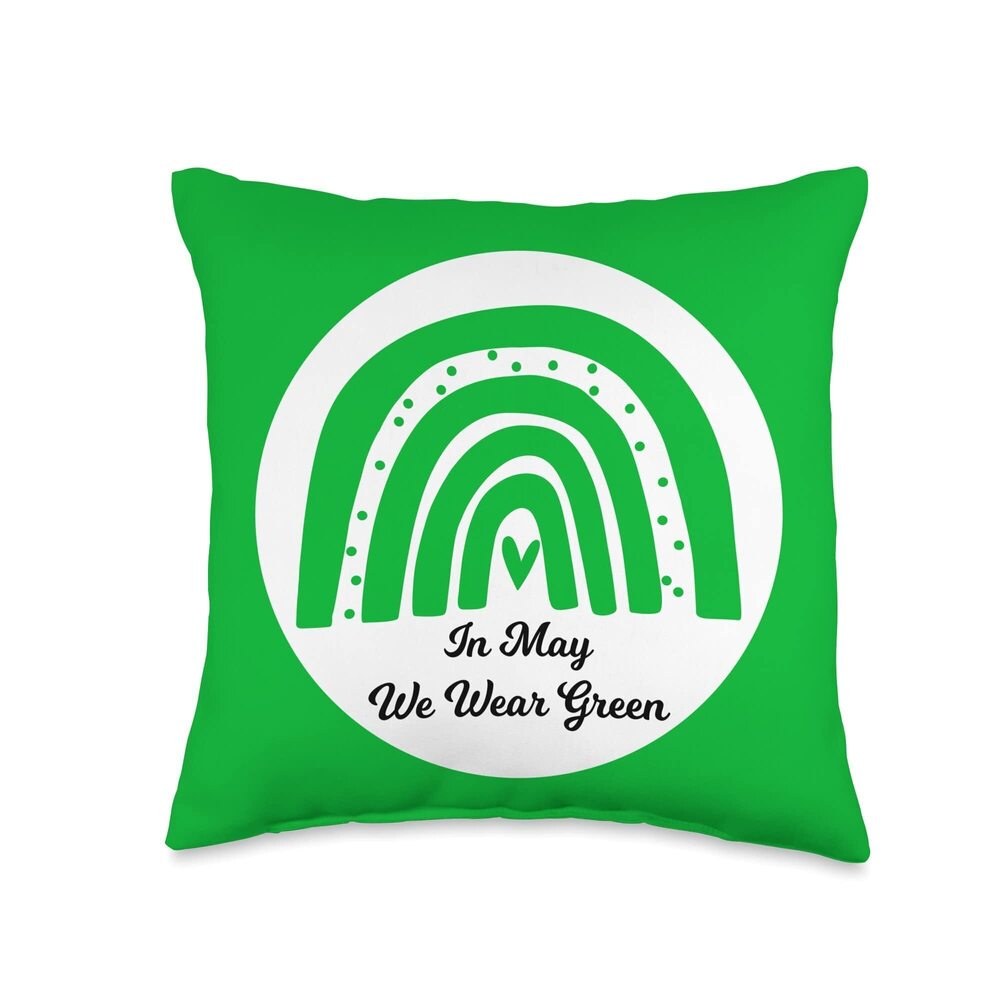 6137 Rainbow In May We Wear Green Throw Pillow